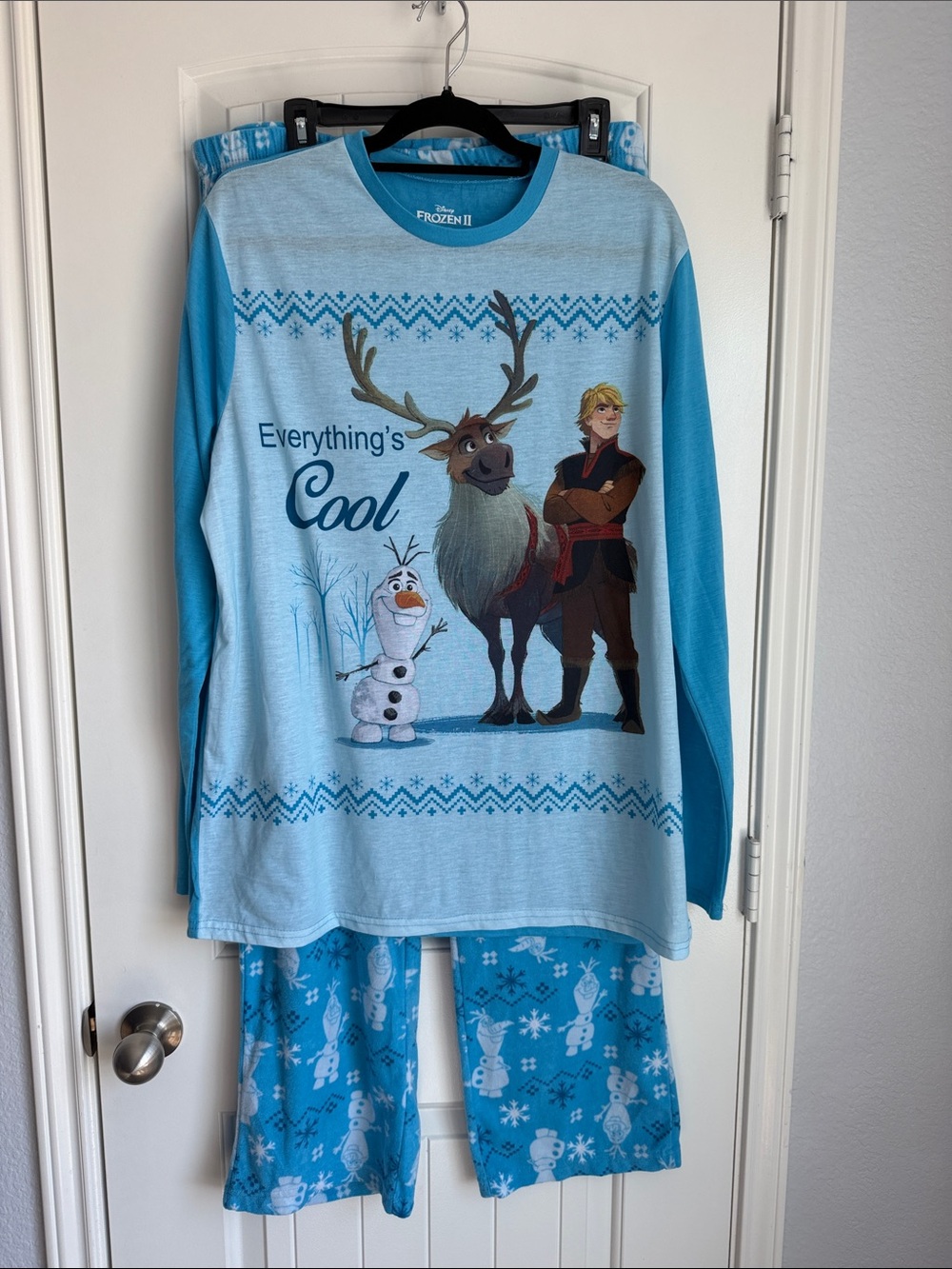 Disney Frozen II Light Blue and Teal 'Everything's Cool' Men's Pajama Set